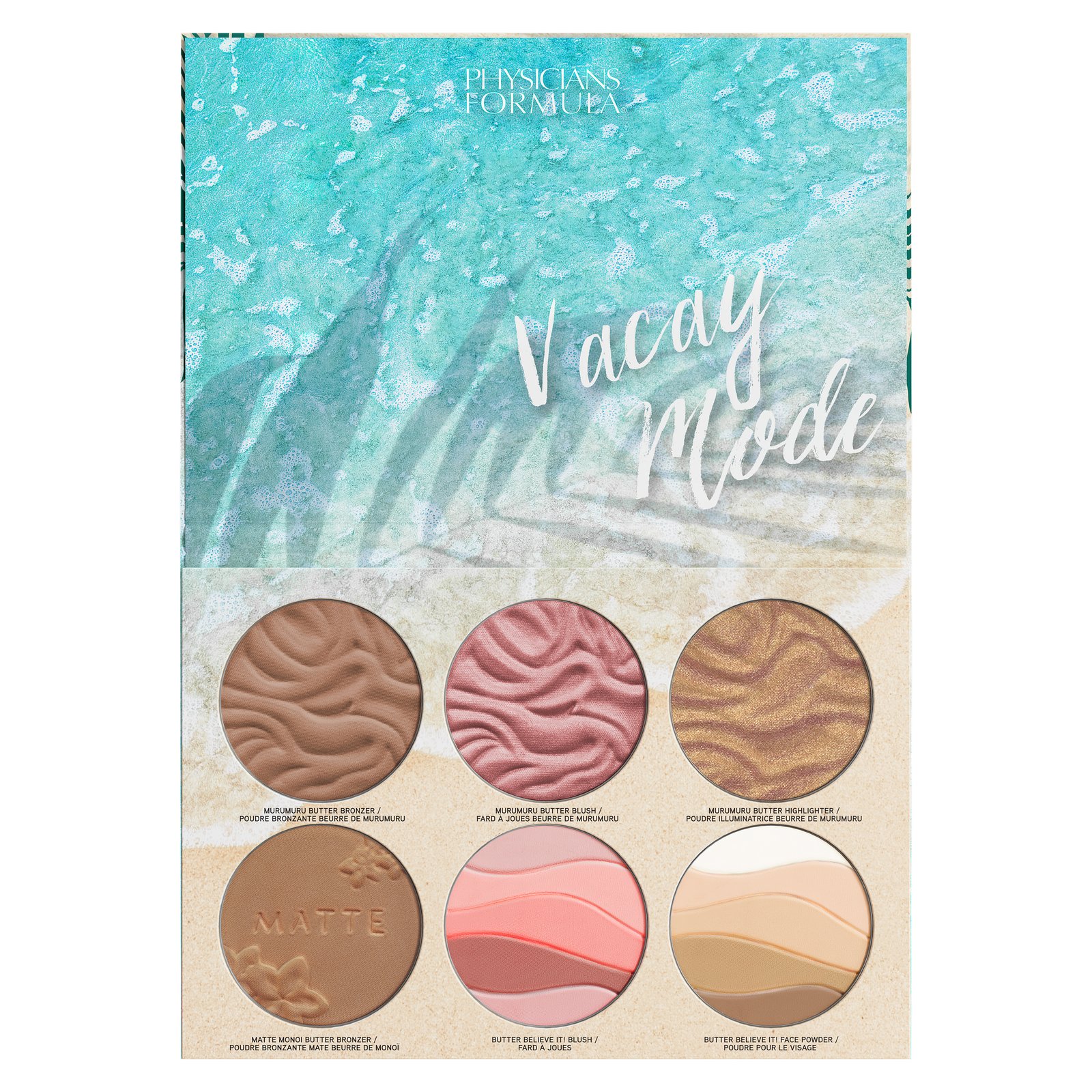 Butter Dream Team palette — Vacay Mode artwork with six powder pans